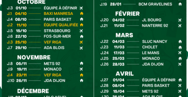 Calendrier de la saison 2022-2023